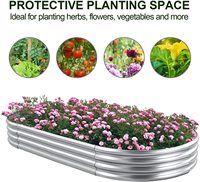 Kit de jardinières surélevées ovales en acier galvanisé, style américain, durable et écologique, pour légumes et fruits, de la marque Outdoor Guard Silver
