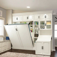 Lit Murphy moderne sur mesure, gain de place, taille Queen, avec placard, pliable, en bois, rembourrage en coton