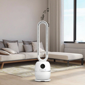 Bladeless Plastic Standing Fan <b>With</b> Remote Control 3-Speed Oscillation 12H <b>Timer</b> LED Display Night <b>Light</b> for Home/Office Safety - Product Image 4