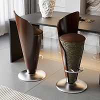 Tabouret de bar moderne de luxe en fibre de verre, chaise haute de salle à manger créative et courbée, tabouret de comptoir en forme de pétale pour îlot de cuisine, villa, hôtel