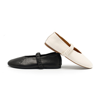 Chaussures plates Mary Jane à bretelles élastiques pour femmes, chaussures décontractées à enfiler en cuir souple
