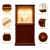 Schmuck-Vitrine im Vintage-Stil Glas-Schaukasten für Kunst und Sammlerstücke Maßgefertigte Metall-Holz-Vitrine für Einzelhandel Luxuriöse LED-Beleuchtung