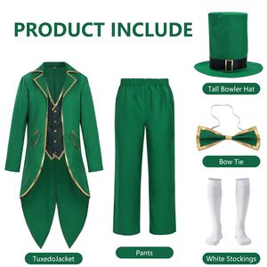 <span class=keywords><strong>Disfraz</strong></span> del Día de <span class=keywords><strong>San</strong></span> <span class=keywords><strong>Patricio</strong></span>, Elfo, Abrigo de Cola Steampunk Retro Gótico con Sombrero de Hada y Corbata de Moño - Product Image 6