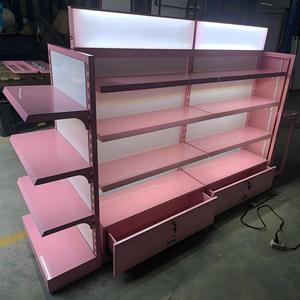 Estante Cosmético con Caja de Luz, Estantes Ajustables para Tienda de Cosméticos, Vitrina Cosmética Rosa para <span class=keywords><strong>Supermercado</strong></span> - Product Image 4