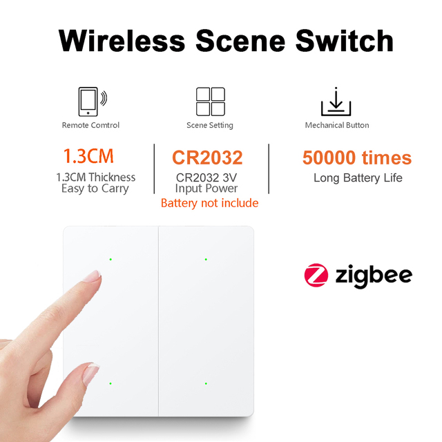 Haozee Zigbee 3.0 Smart Scene Button Switch 4Gang Smart Home Wireless Push Remote Controller Battery Powered Devices Linkage