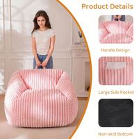 Fauteuil pouf géant contemporain et mignon en velours rose, rembourré en mousse, pour enfants et adultes, idéal pour appartement, centre commercial, villa