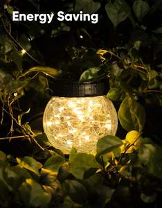 Lampadario solare a LED impermeabile da esterno in 6 pezzi con vetro incrinato appeso a sfera natale giardino albero solare da giardino - Product Image 6