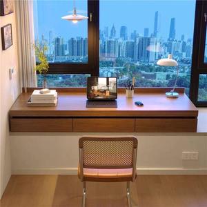 Escritorio de Madera Maciza para Ventanal con Escritorio Extensible Extraíble, Escritorio de Computadora para Dormitorio o Estudio con Cajones y Gabinete de Almacenamiento - Product Image 4