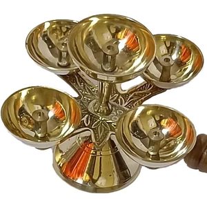 PARIJAT HANDICRAFT 10X4.5 INCH doré indien laiton Diya fait main lampe à huile pour Diwali Pooja Akhand Pooja Article" - Product Image 1