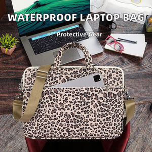 Leopard Print <b>Laptop</b> Briefcase with Adjustable Shoulder Strap Protective Casual Style for <b>Laptops</b> - Product Image 2