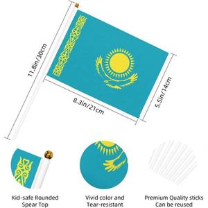 Manufacturer Direct High Quality Any Size Kazakhstan Hand Waved Mini <b>Flag</b> 5.5x8.2in for Campaign Decorations - Product Image 4