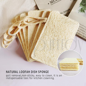 Éponges à vaisselle en loofah naturel avec logo personnalisé, éponge de nettoyage non rayante, éponge en fibres végétales biodégradables - Product Image 4