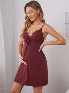 Vêtements de grossesse avec ceinture pour femmes <span class=keywords><strong>Allaitement</strong></span> Robe de maternité Robe de nuit pour femmes - Product Image 3