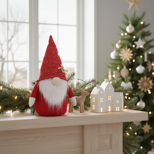 Christmas Special Christmas Gnome Sequin Knit <b>Hat</b> Gold Bow Plush Stuffed Doll <b>Holiday</b> Decor - Product Image 1
