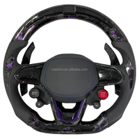 Volant de course en fibre de carbone personnalisé Accents or violet avec fonctions de sport automobile Bouton R8 pour plate-forme MQB EVO MEB
