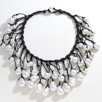 Femmes Punk Sweet Cool Spice Girl Lumière De Luxe Plaqué Or À La Main Tissé Imitation Perle Gland Déclaration Femmes Collier
