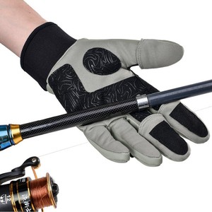 ถุงมือตกปลาฤดูหนาวบุขนแกะกันน้ำกันลื่นสามนิ้วแบบเปิดทนความเย็นสำหรับตกปลาน้ำแข็งสำหรับทุกเพศสีเทาสีดำ - Product Image 1