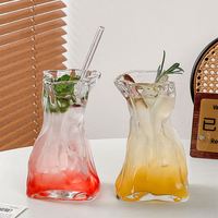 Verre à cocktail transparent sans plomb de 300 ml, design moderne et créatif en forme de sac en tissu, pour boissons lactées, jus et cocktails