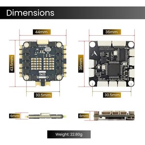 Contrôleur de vol AERO Selfie F405 avec 60A 8 bits ESC 30x30 Stack pour 2-6S LiPo O3 Dual BEC Compatible avec les drones de course - Product Image 3