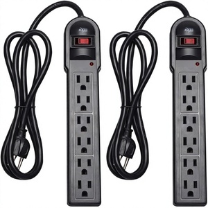Protector de Sobretensión KMC de 6 Tomas, Paquete de 2, 900 Joules, Cable de Extensión de 4 Pies, Protección Contra Sobrecarga, 125V, Negro - Product Image 1