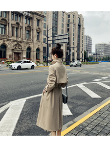 Giacche da donna modeste <span class=keywords><strong>Trench</strong></span> invernali eleganti da fabbrica Slim Fit lungo girocollo con decorazione a bottone per esterni - Product Image 5