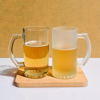 Mug à bière en verre pour la vente en gros, pour bière, jus, fête, usage domestique, 500 ml, logo personnalisé