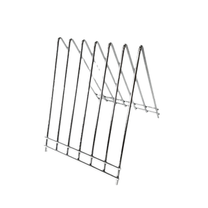 Support de planche à découper moderne à double niveau en métal gris clair, non pliable, en fer chromé, 6 fentes, type sur pied, portable - Product Image 1