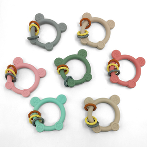 Jouet de dentition pour bébé en silicone sans BPA personnalisé, forme de dessin animé, coffret cadeau - 6 couleurs, âges 0-24 mois, sûr, doux, à mâcher, sensoriel, unisexe - Product Image 1