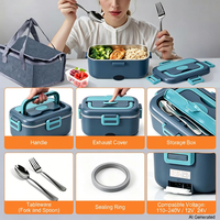 Boîte à lunch chauffante électrique portable 1,6-2,0 L, pot intérieur en acier inoxydable 304, chauffe-plats à mijotage lent, chauffe-repas thermique à brancher pour voiture