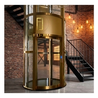 Elegante Ascensore Panoramico Circolare per Osservazione Domestica, Telaio in Acciaio Inox, Trasmissione AC Senza Ingranaggi, 3-5 Piani