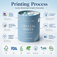 Cilindro de papel de aluminio plateado personalizado para dulces sin azúcar, refrescante bucal, OEM, envase fresco para venta al por menor