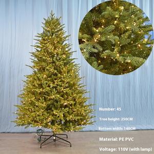 Arbre de Noël de luxe pré-éclairé de haute qualité 250CM PVC PE écologique sans PET pour la décoration de mise en page de scène de magasin de centre commercial - Product Image 1