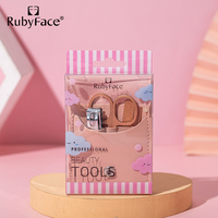 Ensemble de manucure RubyFace 4 pièces pour femmes et hommes, coupe-ongles en acier inoxydable, ensemble d'outils de manucure portable