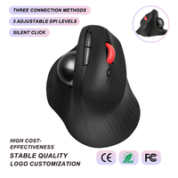 Souris verticale ergonomique à trackball, sans fil tri-mode 2,4 GHz, rechargeable, silencieuse, 800 1200 1600 DPI, USB filaire, approvisionnement en gros OEM ODM
