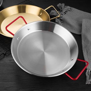 Korean Style Gold Spanish <strong>Paella</strong> <strong>Pan</strong> Silver Stainless Steel <strong>Paella</strong> Frying Cooking <strong>Pan</strong> for Homes or Restaurants Premium - Product Image 4