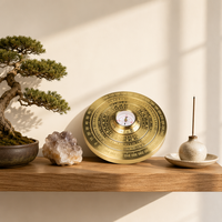 Vente en gros usine : Disque de Feng Shui gravé en laiton émaillé dur, rotatif, avec motif Bagua multi-cercles, ornement de doigt et de sac