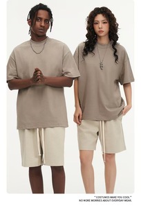 กางเกงขาสั้นผู้ชายผ้าฝ้ายถักน้ำหนัก 410 กรัม สไตล์สปอร์ตแคชชวลเอวกลางห้าส่วน ปิดด้วยเชือกผูก พิมพ์ลายดิจิตอล - Product Image 3