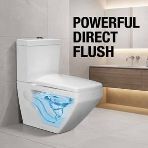 WC en céramique durable de style européen, deux pièces, à chasse d'eau par gravité, à poser au sol, en porcelaine, carré - Product Image 3