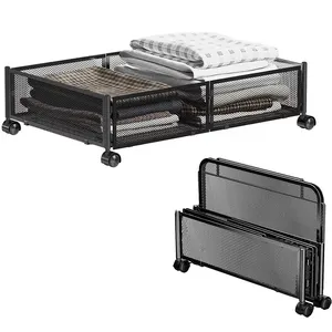 2023 New Hot Sell Foldable Wholesale Price Metal Under Bed Storage With Wheels Organizer Drawer