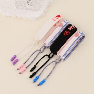 Pulsera <span class=keywords><strong>de</strong></span> Moda Bordada a Mano <span class=keywords><strong>de</strong></span> Poliéster Tejido al por Mayor, con Logotipo Personalizado, Unisex, Ajustable, con Letras Tejidas, para <span class=keywords><strong>San</strong></span> <span class=keywords><strong>Valentín</strong></span> y <span class=keywords><strong>Amistad</strong></span> - Product Image 1