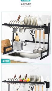Supports de rangement en acier inoxydable sur mesure pour 2 égouttoirs, accessoires de cuisine, séchoir de rangement au-dessus de l'évier - Product Image 5