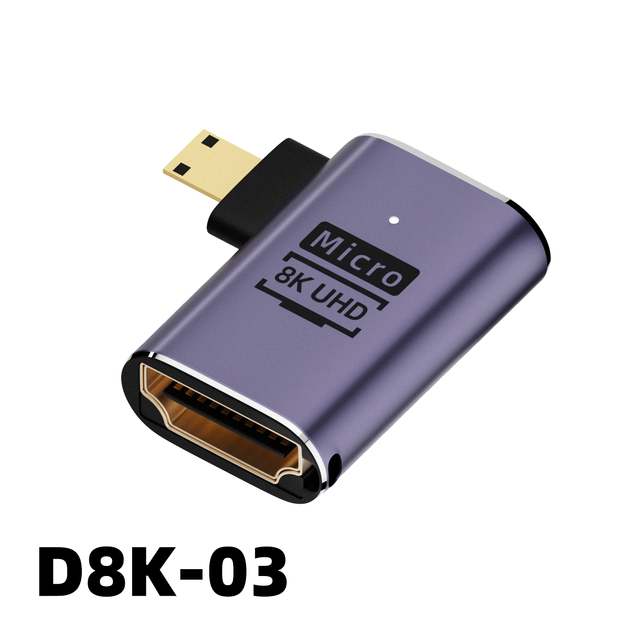 Multiple Angled Shell Micro HDMI to HDMI Adapter Mini HDMI Male Interface 8K HD Audio TV Computer Extender With Indicator