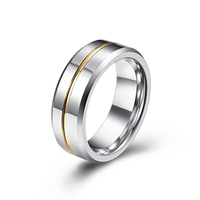 Bagues classiques en argent de 8 mm pour hommes, bague en tungstène argenté mat avec rainure