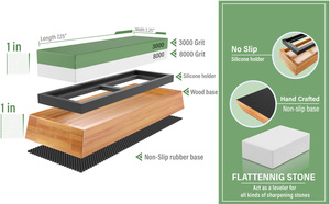פרימיום חידוד אבנים 2 צד חצץ 3000/8000 אבן משחזת-מטבח סכין מחדד ווטרסטון עם החלקה במבוק בסיס - Product Image 2