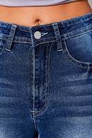 Shorts de Mezclilla Azul Lavado Estilo Vintage para Mujer, Cintura Alta, Bolsillo Trasero, Bordado de Alas, Corte Ajustado Informal