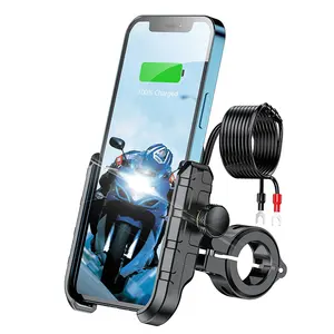오토바이 전화 홀더 USB 빠른 충전기 휴대 전화 마운트 GPS 네비게이션 브래킷 자전거 오토바이 스쿠터