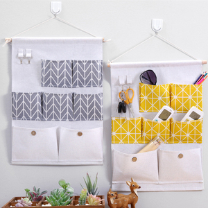 Sacs <span class=keywords><strong>de</strong></span> rangement muraux à 7 poches en coton et lin, pochette imperméable pour porte, organisateur <span class=keywords><strong>mural</strong></span> pour chambre à coucher, <span class=keywords><strong>bureau</strong></span> à domicile - Product Image 1