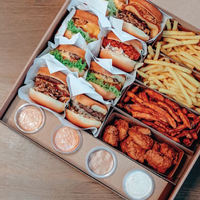Boîte à emporter personnalisée en matériaux recyclés écologiques pour poulet frit, burger, poisson frit, frites, snacks de rue, restauration rapide