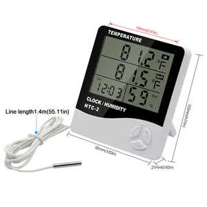 High accuracy Thermometer Hygrometer Electronic Temperature Humidity Tester Meter Clock Alarm Indoor Outdoor