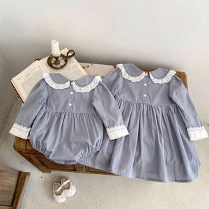 Engepapa Herfst Kinderen Katoenen Ronde Hals Kraag Kant Jurkje Meisjes Kleding Baby Casual Romper - Product Image 4